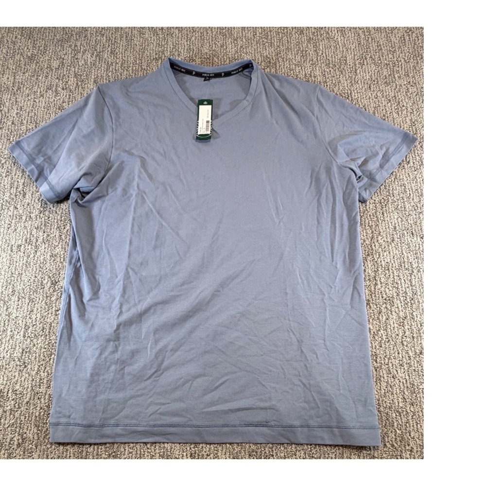NWT Public Rec Go To Performance Vee Men XL Blue V-Neck Pima Cotton T-Shirt
